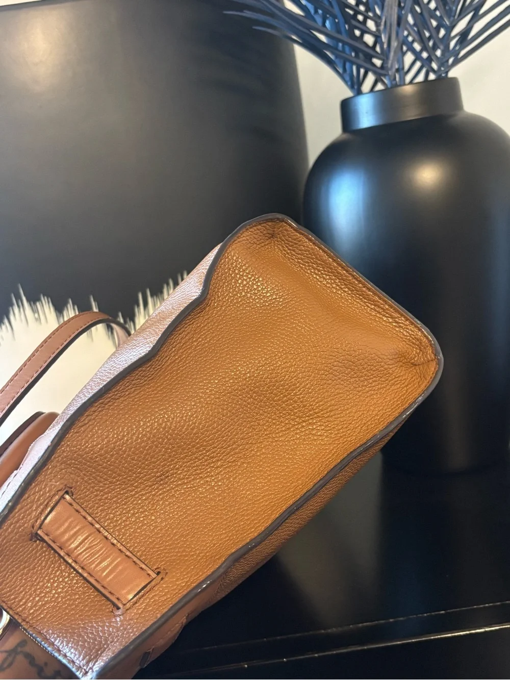 MICHAEL KORS Brown Leather Satchel with Gold Logo